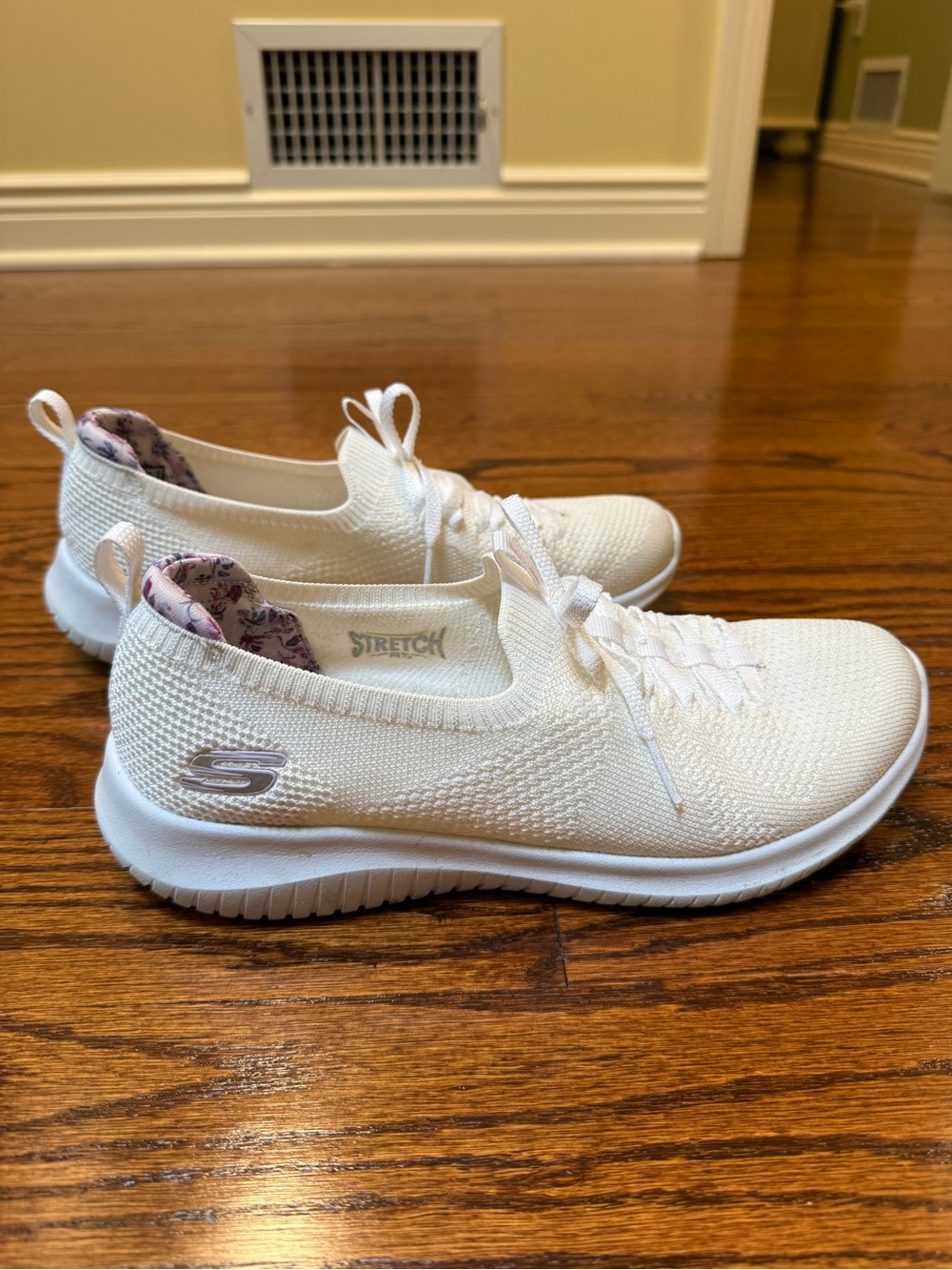 Skechers Women's White Knit Slip-On Athletic Sneakers